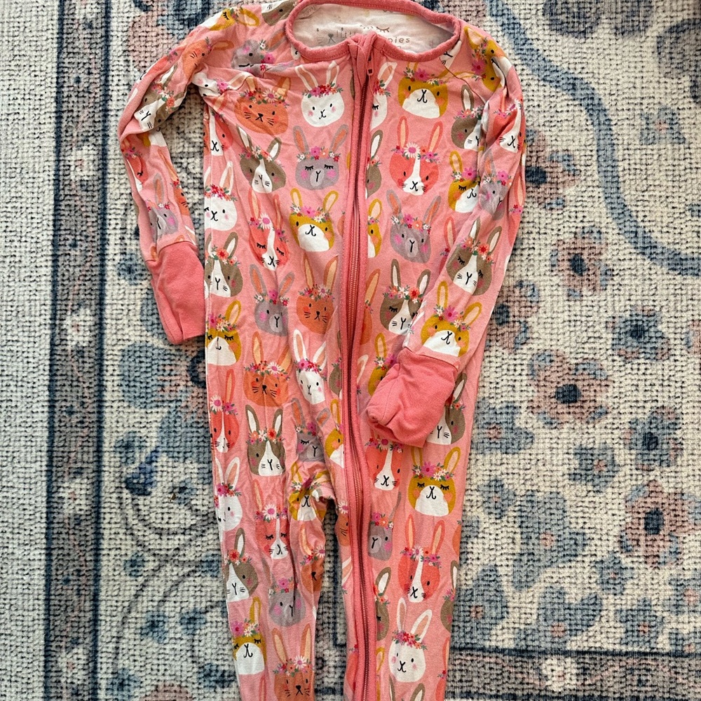 Little Sleepies 12-18 Month Bunny Zipper Pjs